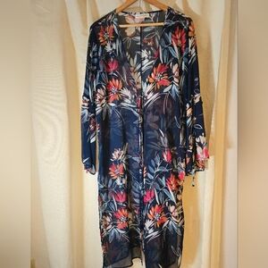 Band Of Gypsies Floral Sheer Kimono Boho Flowy